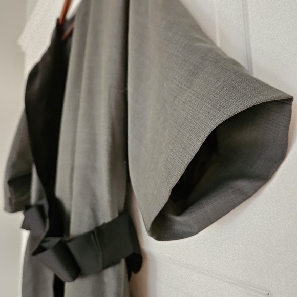 Poleci Classic Gray Overcoat Relaxed Fit Formal Evening Designer Jacket, 6 - Picture 7 of 10